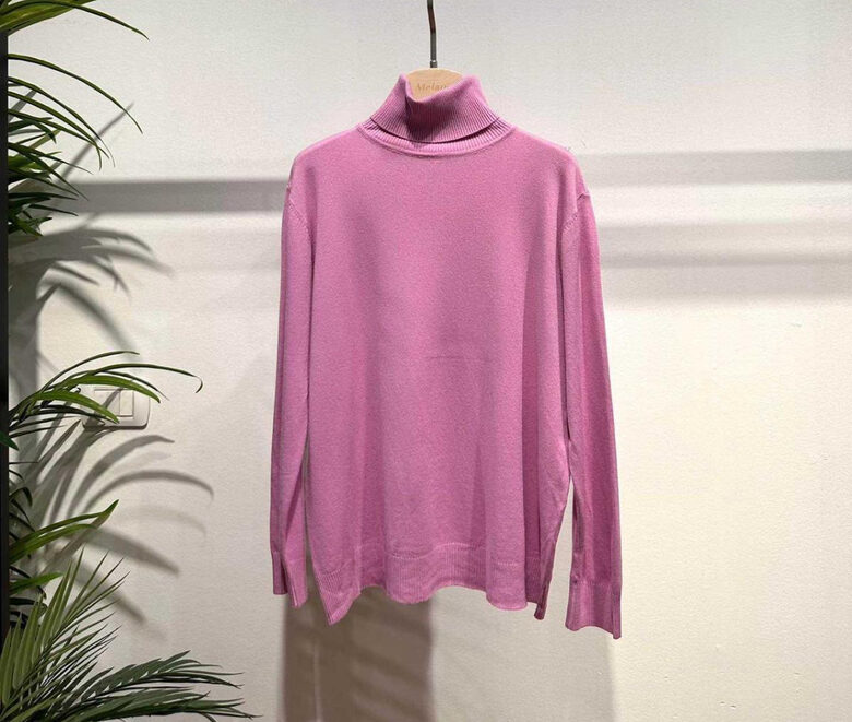 Džemperis - bītlene ar augsto apkakli un viskozi Rozā Universāls izmērs 